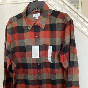 Croft & Barrow Orange Plaid Ex-Soft Flannel Long Sleeve Button-down_Shirt- Sz-M